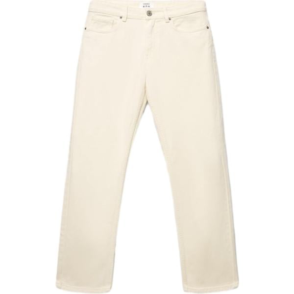 Jeans dritti da uomo in bianco avorio lungo con zip in denim Terranova