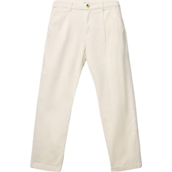 Pantaloni chino da uomo in bianco avorio lungo con zip in cotone Terranova