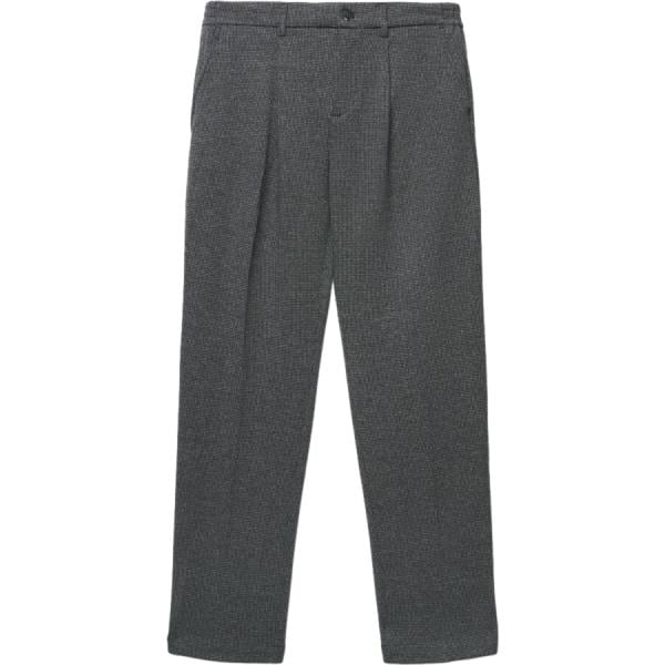 Pantaloni chino da uomo in grigio scuro pied de poule lavorato a maglia lungo con zip in viscosa Terranova