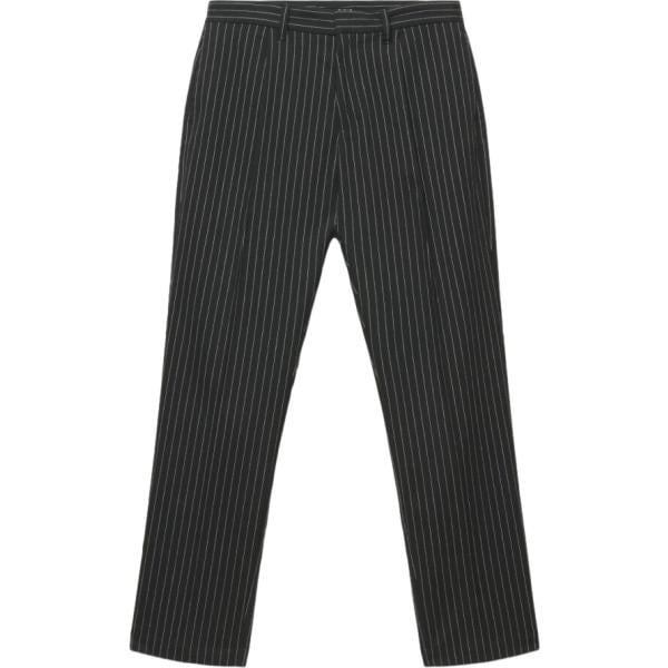 Pantaloni chino da uomo in nero pece a righe con zip in viscosa Terranova