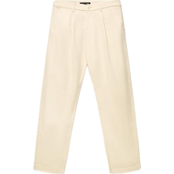 Pantaloni chino da uomo in beige sabbia con zip in cotone Terranova
