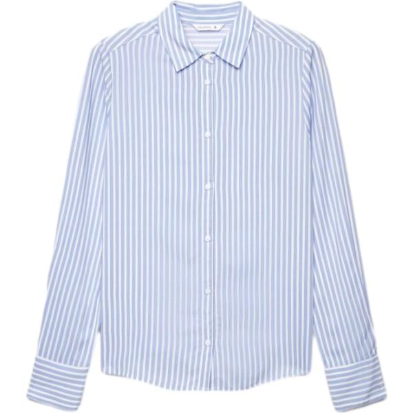 Camicia da donna in viola chiaro a righe collo a punta a maniche lunghe con bottoni in viscosa Terranova