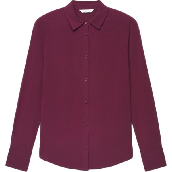 Camicia da donna in bordeaux collo a punta a maniche lunghe con bottoni in viscosa Terranova