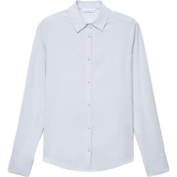 Camicia da donna in viola chiaro collo a punta a maniche lunghe con bottoni in viscosa Terranova