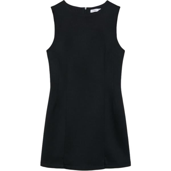 Vestito a tubino da donna in nero pece con scollo con spacco senza maniche con zip in viscosa Terranova Terranova