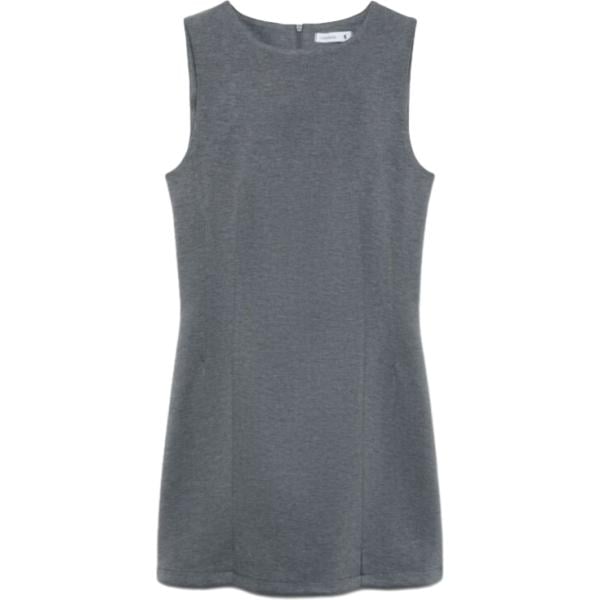 Vestito a tubino da donna in grigio scuro con scollo con spacco senza maniche con zip in viscosa Terranova