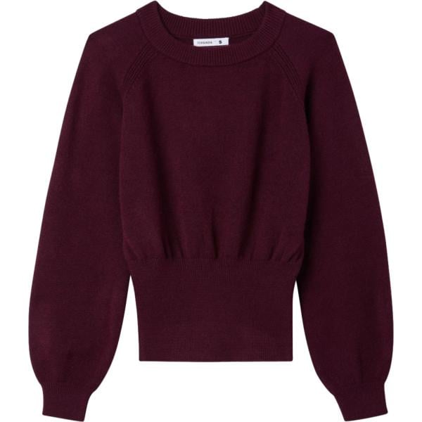 Maglione da donna a fascia in bordeaux girocollo a maniche lunghe in viscosa Terranova Terranova