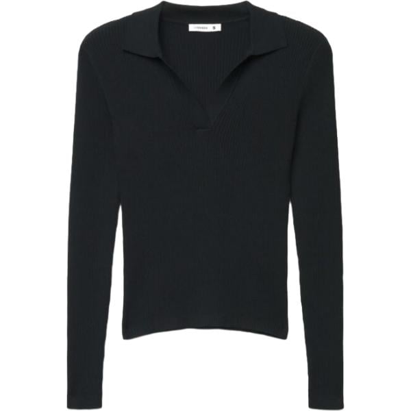 Maglione da donna in nero pece collo a polo a maniche lunghe in viscosa Terranova Terranova