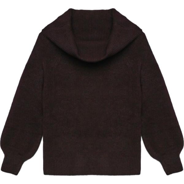 Maglione da donna in nero pece collo aperto a maniche lunghe in lana Terranova