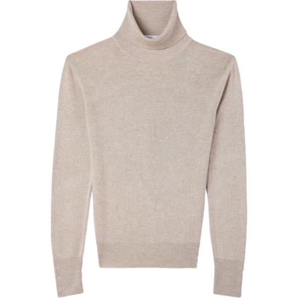Pullover da donna in beige sabbia collo a dolcevita a maniche lunghe con bottoni in viscosa Terranova