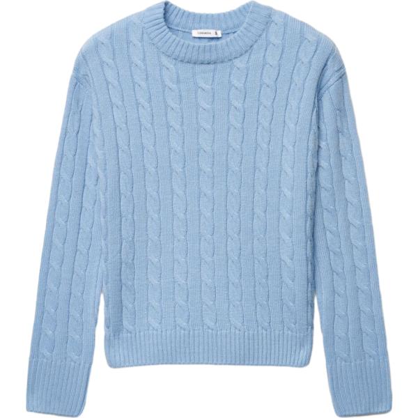 Maglione da donna in azzurro lavorato a maglia girocollo a maniche lunghe Terranova