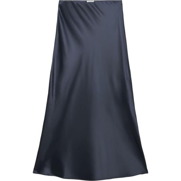 Gonna lunga da donna in blu scuro senza tasche a vita alta con cinturino in poliestere Terranova Terranova