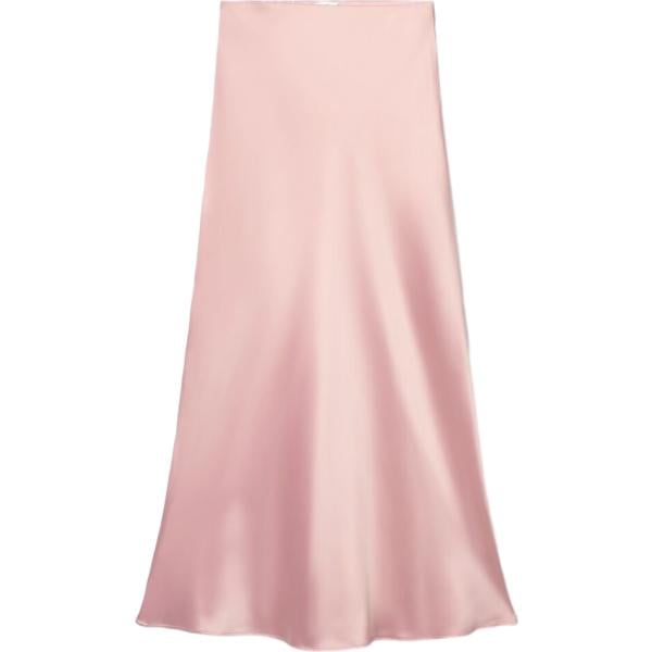 Gonna lunga da donna in rosa chiaro senza tasche a vita alta con cinturino in poliestere Terranova