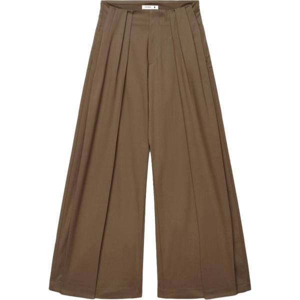 Pantaloni a palazzo da donna in verde oliva a vita alta con zip in viscosa Terranova Terranova