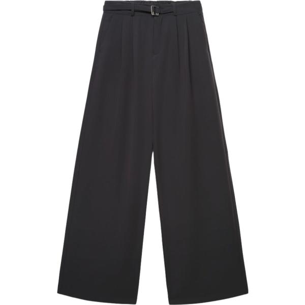 Pantaloni a palazzo da donna in grigio scuro a vita alta con coulisse in viscosa Terranova