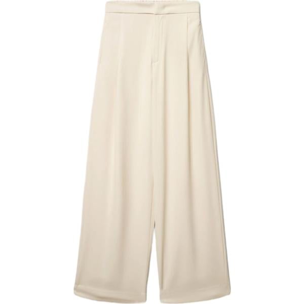 Pantaloni a palazzo da donna in bianco avorio a vita alta Terranova