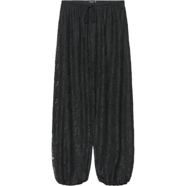 Pantaloni da donna in nero pece a fiori con pizzo senza tasche con coulisse Terranova