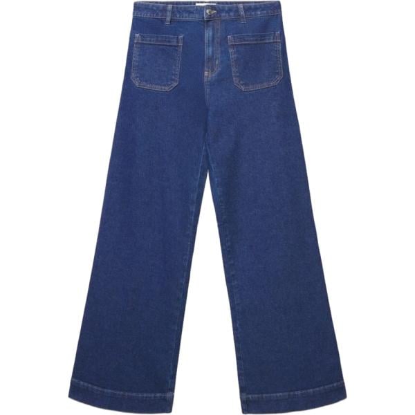 Jeans da donna in blu scuro lungo a vita alta in denim Terranova