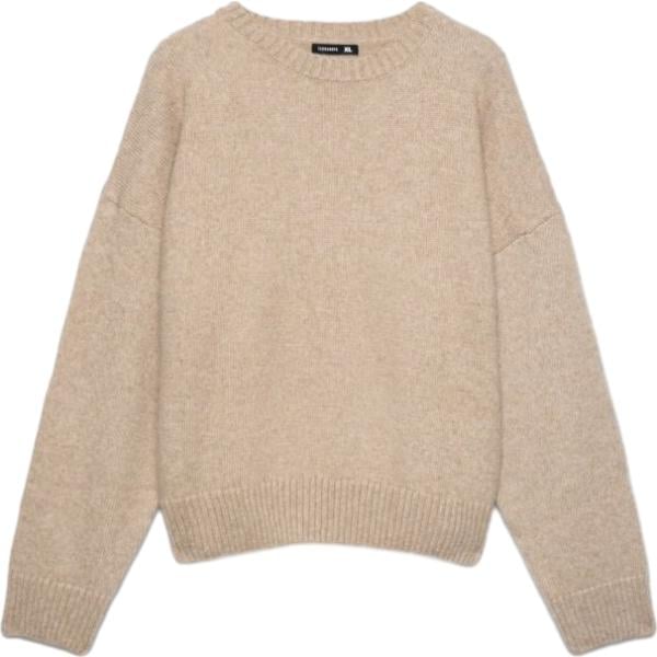 Maglione da uomo boxy in beige sabbia girocollo a maniche lunghe in lana Terranova