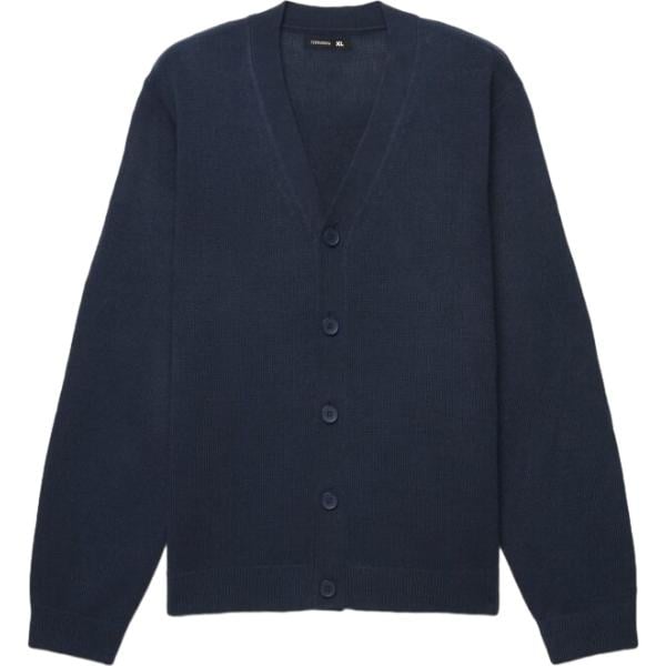 Cardigan da uomo in blu scuro collo a v a maniche lunghe con bottoni Terranova