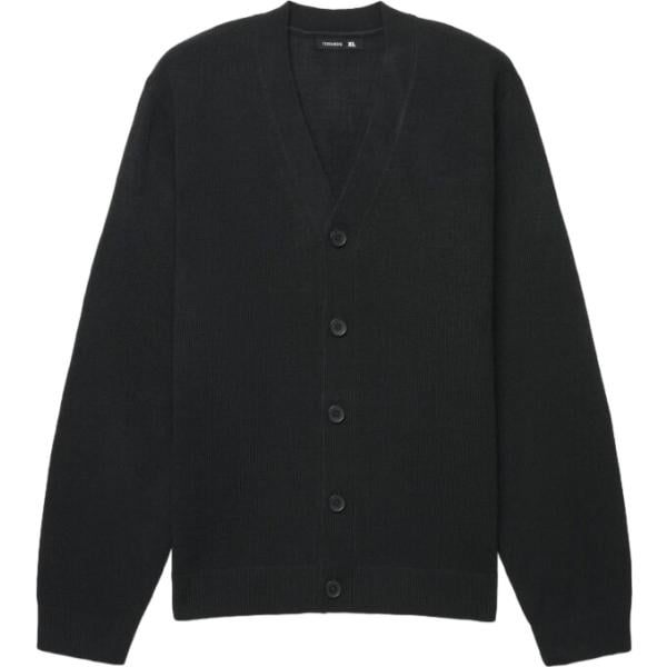 Cardigan da uomo in nero pece collo a v a maniche lunghe con bottoni Terranova
