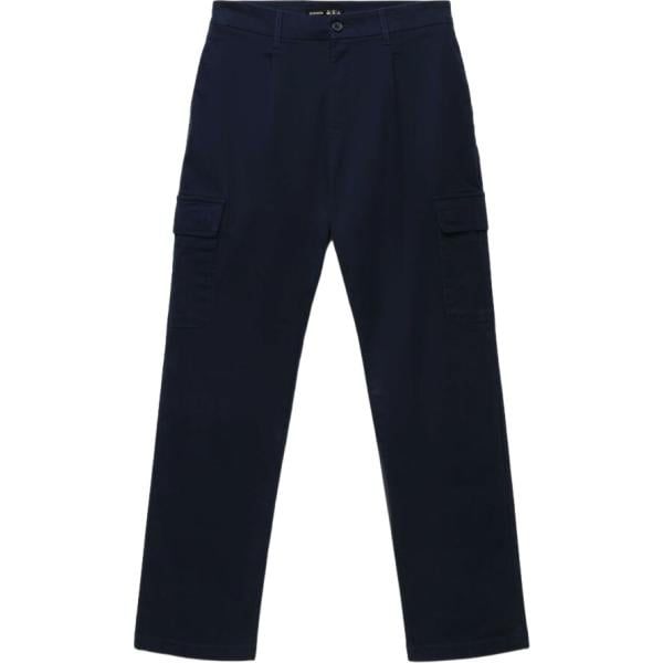 Pantaloni cargo da uomo in blu scuro lungo con zip in cotone Terranova