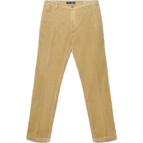Pantaloni chino da uomo in giallo scuro lungo in velluto Terranova