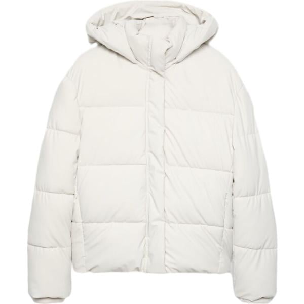 Piumino da donna in bianco avorio collo con cappuccio a maniche lunghe con zip Terranova Terranova