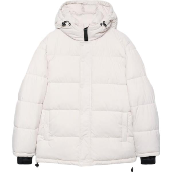 Piumino da donna in bianco avorio collo con cappuccio con bottoni Terranova