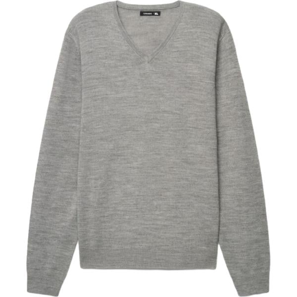 Maglione da uomo in grigio scuro collo a v a maniche lunghe Terranova