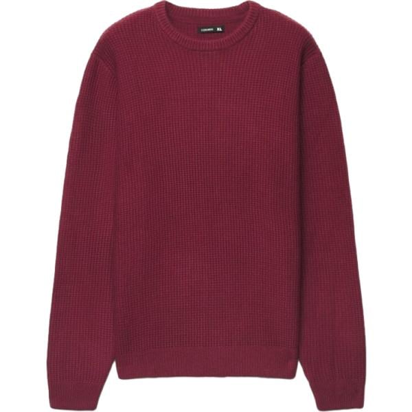 Maglione da uomo in bordeaux girocollo a maniche lunghe Terranova