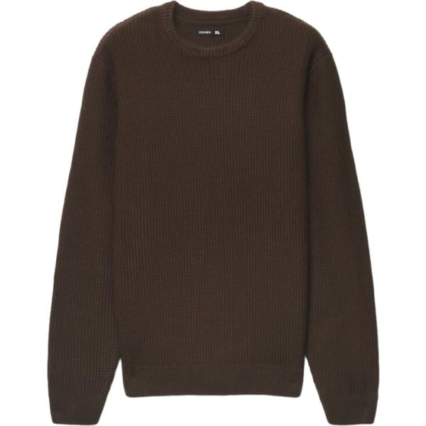 Maglione da uomo in marrone scuro girocollo a maniche lunghe Terranova