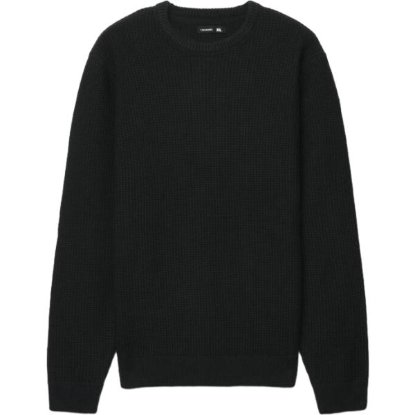 Maglione da uomo in nero pece girocollo a maniche lunghe Terranova