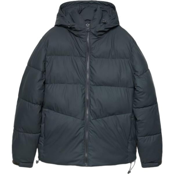 Piumino da uomo in grigio scuro collo con cappuccio a maniche lunghe con zip Terranova
