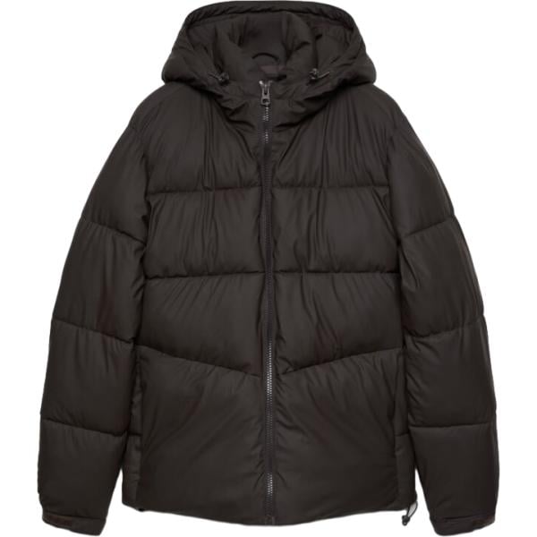 Piumino da uomo in marrone scuro collo con cappuccio a maniche lunghe con zip Terranova