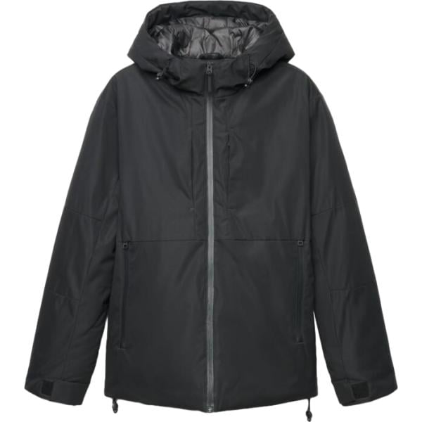 Giacca soprabito da uomo in nero pece collo con cappuccio con zip Terranova