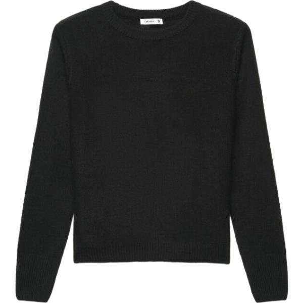 Maglione da donna in nero pece con scollo a maniche lunghe Terranova