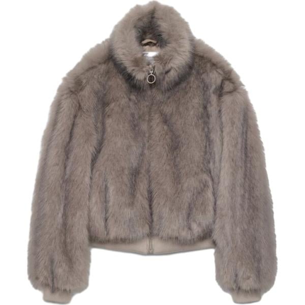 Bomber da donna in marrone scuro collo alto corto con zip Terranova