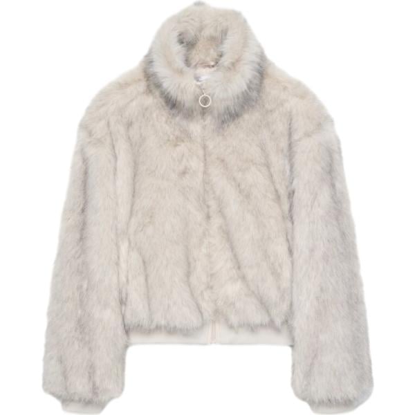 Bomber da donna in grigio chiaro collo alto corto con zip Terranova Terranova