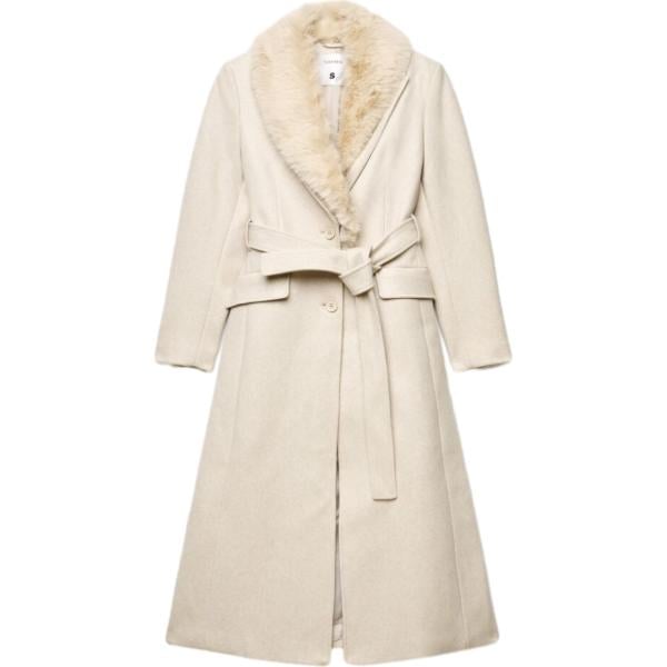 Cappotto da donna in bianco avorio collo aperto a maniche lunghe con bottoni Terranova