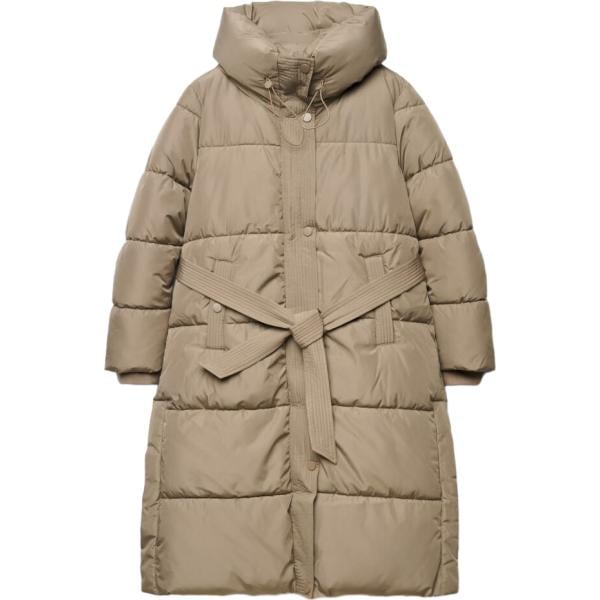 Piumino da donna in grigio scuro collo con cappuccio lungo a maniche lunghe con zip Terranova Terranova