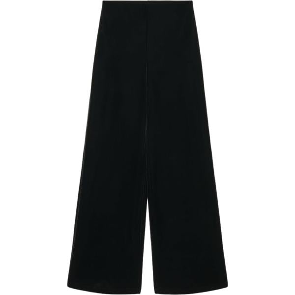 Pantaloni a palazzo da donna in nero pece maxi in poliestere Terranova