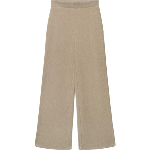 Pantaloni da donna a fascia in beige sabbia a vita alta in cotone Terranova