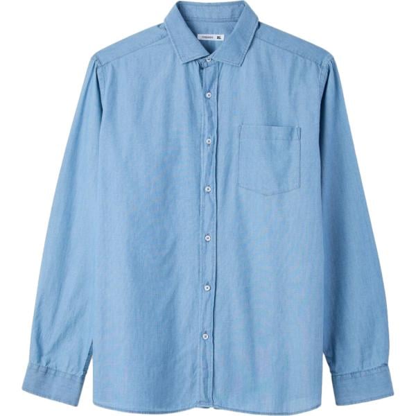 camicie Terranova blu tinta unita