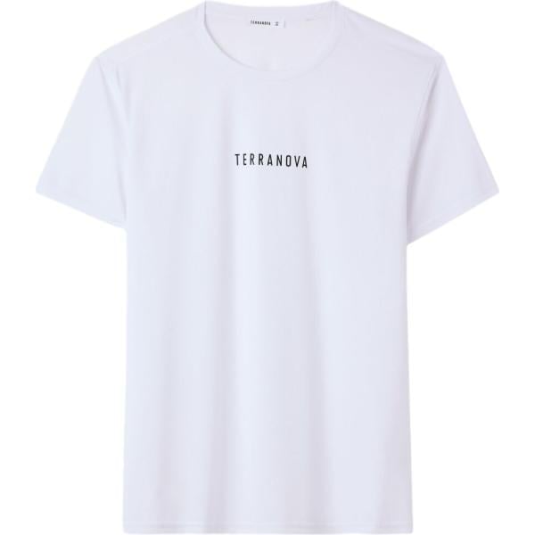 T-shirt da uomo in bianco neve con stampe girocollo a maniche corte Terranova