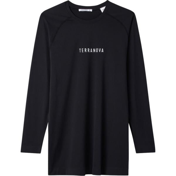 T-shirt sportiva da uomo in nero pece con stampe girocollo a maniche lunghe Terranova