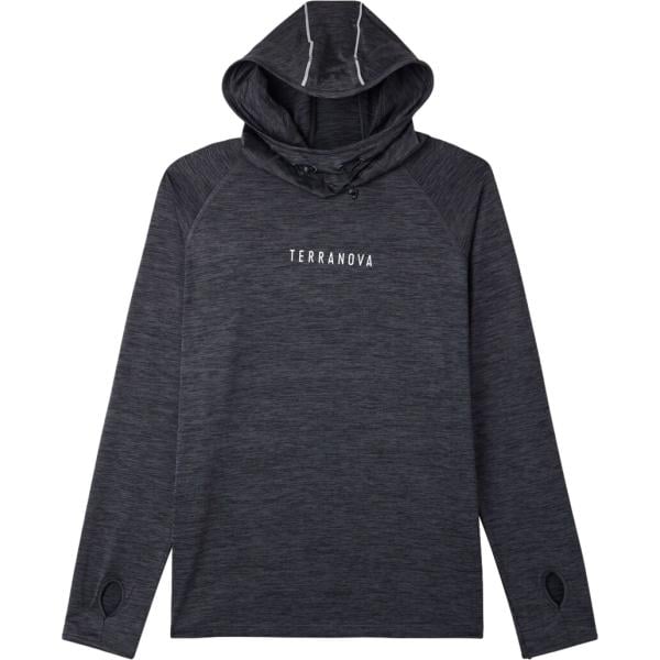 Felpa sportiva da uomo in grigio scuro collo con cappuccio con zip in poliestere Terranova