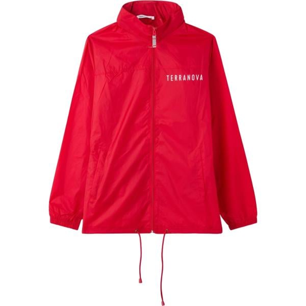 Giacca soprabito da uomo in rosso classico con stampe collo alto a maniche lunghe con zip Terranova