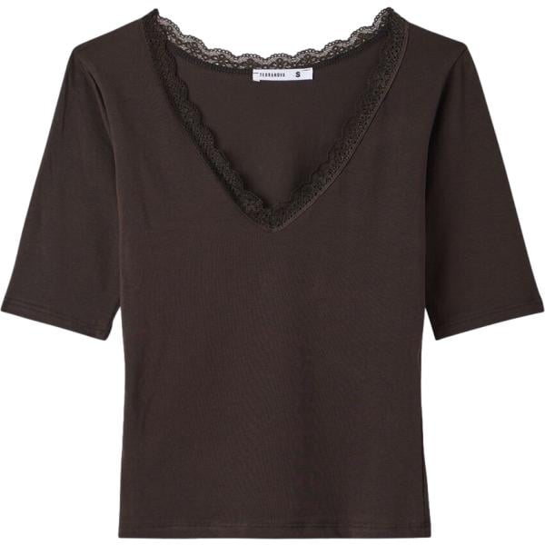 t-shirt Terranova marrone tinta unita
