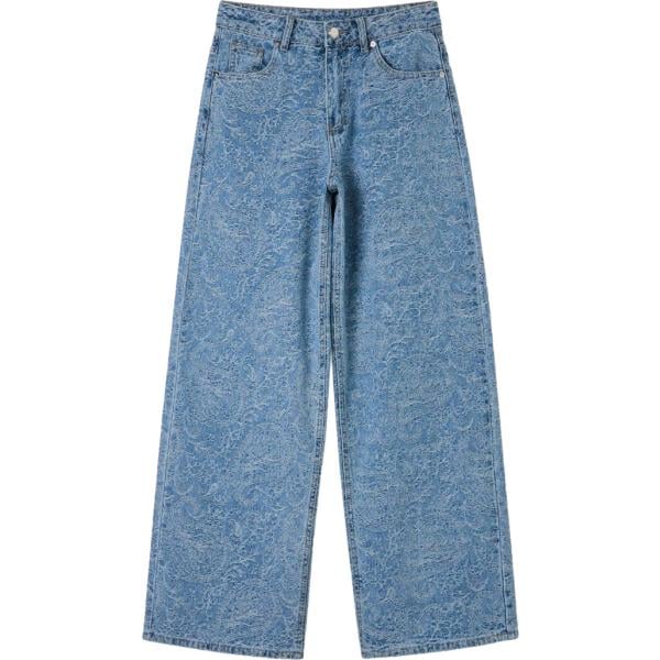 Jeans da donna in azzurro con stampe lungo con zip in denim Terranova Terranova